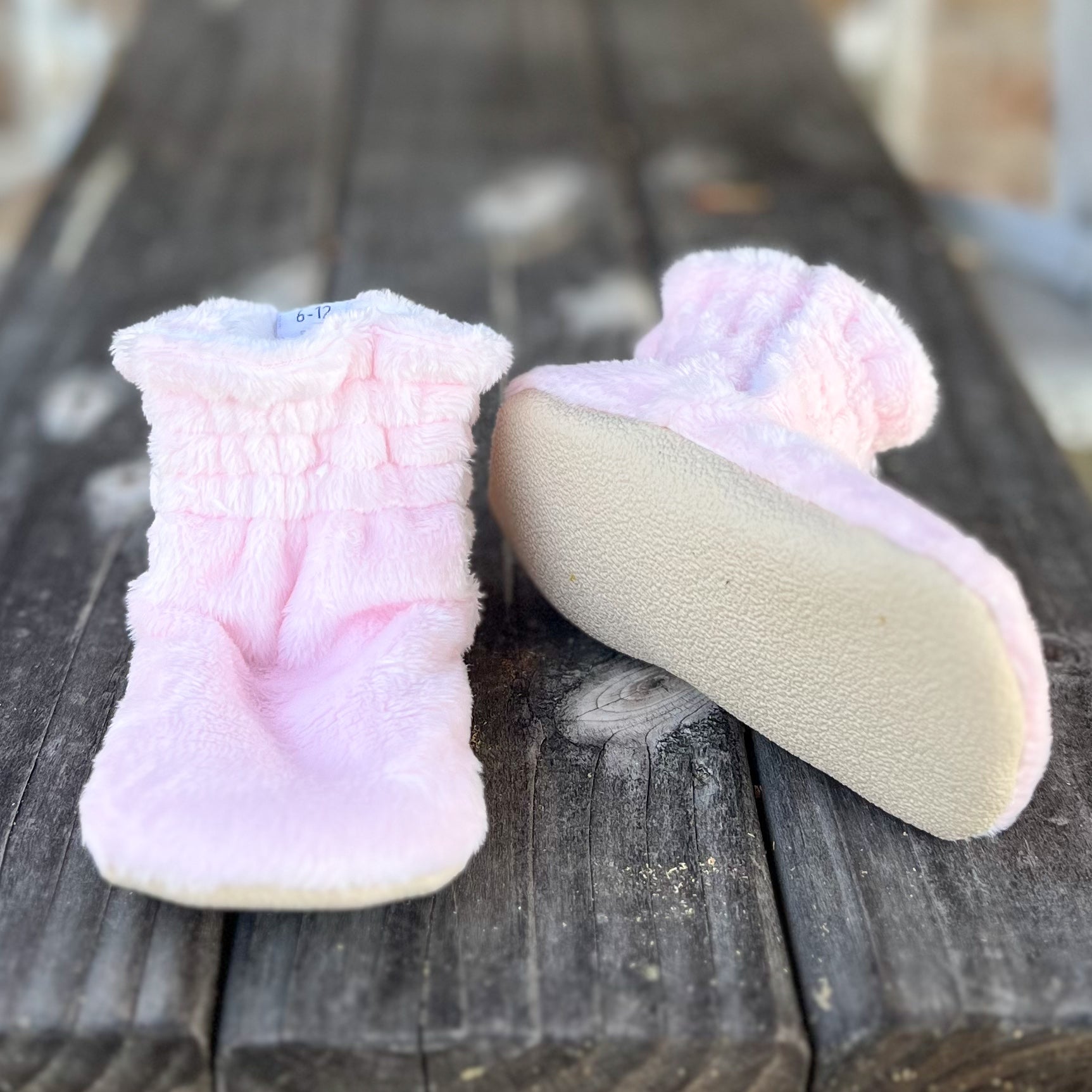 LE Smooth Baby Pink Minky Booties Ready to Ship