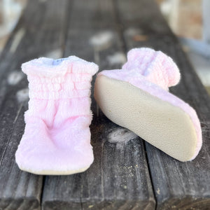 LE Smooth Baby Pink Minky Booties Ready to Ship