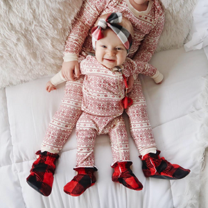 LE Buffalo Red Minky Booties Ready to Ship