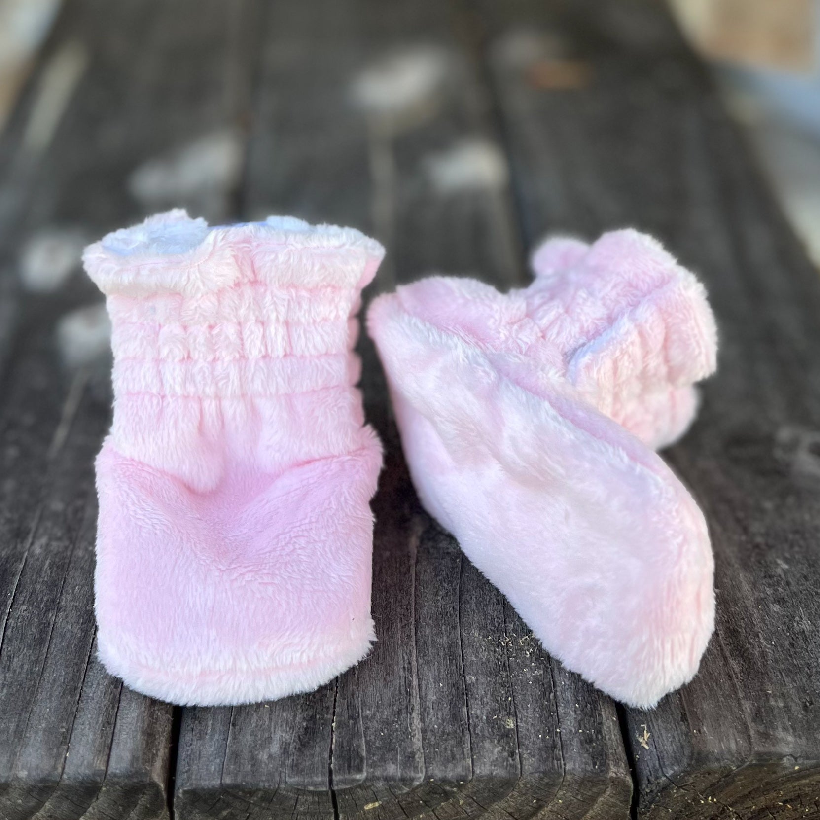 LE Smooth Baby Pink Minky Booties Ready to Ship