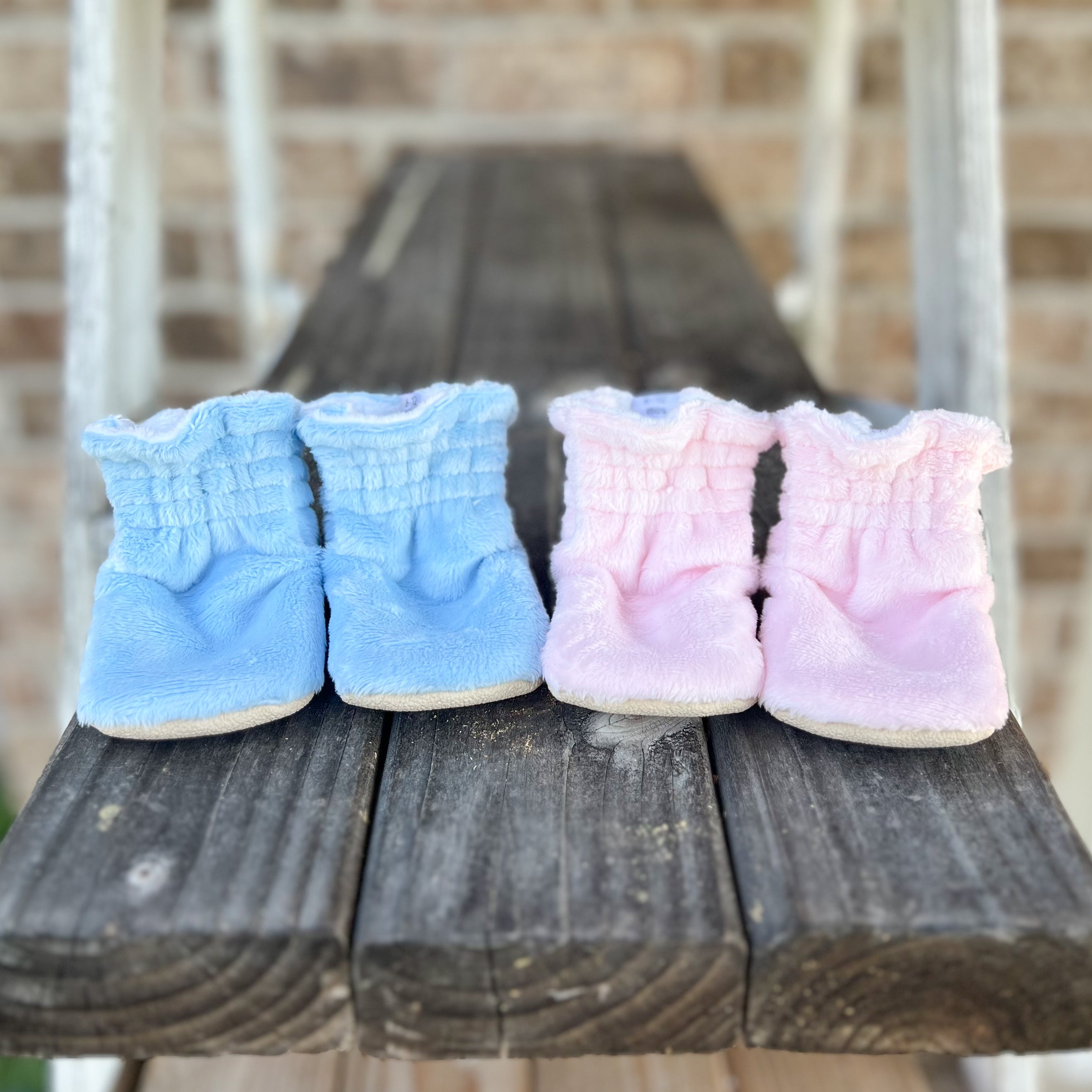 LE Smooth Baby Blue Minky Booties Ready to Ship