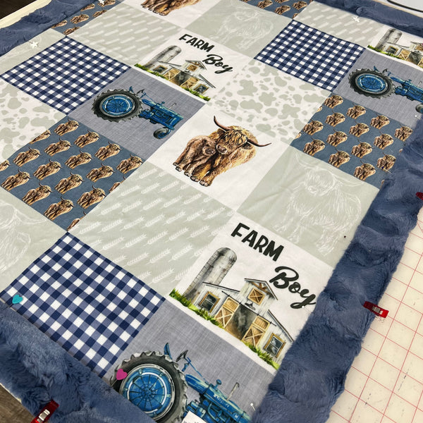 RTS Spoonflower Farm Boy Blanket