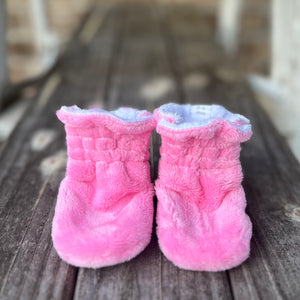 LE Smooth Hot Pink Minky Booties Ready to Ship