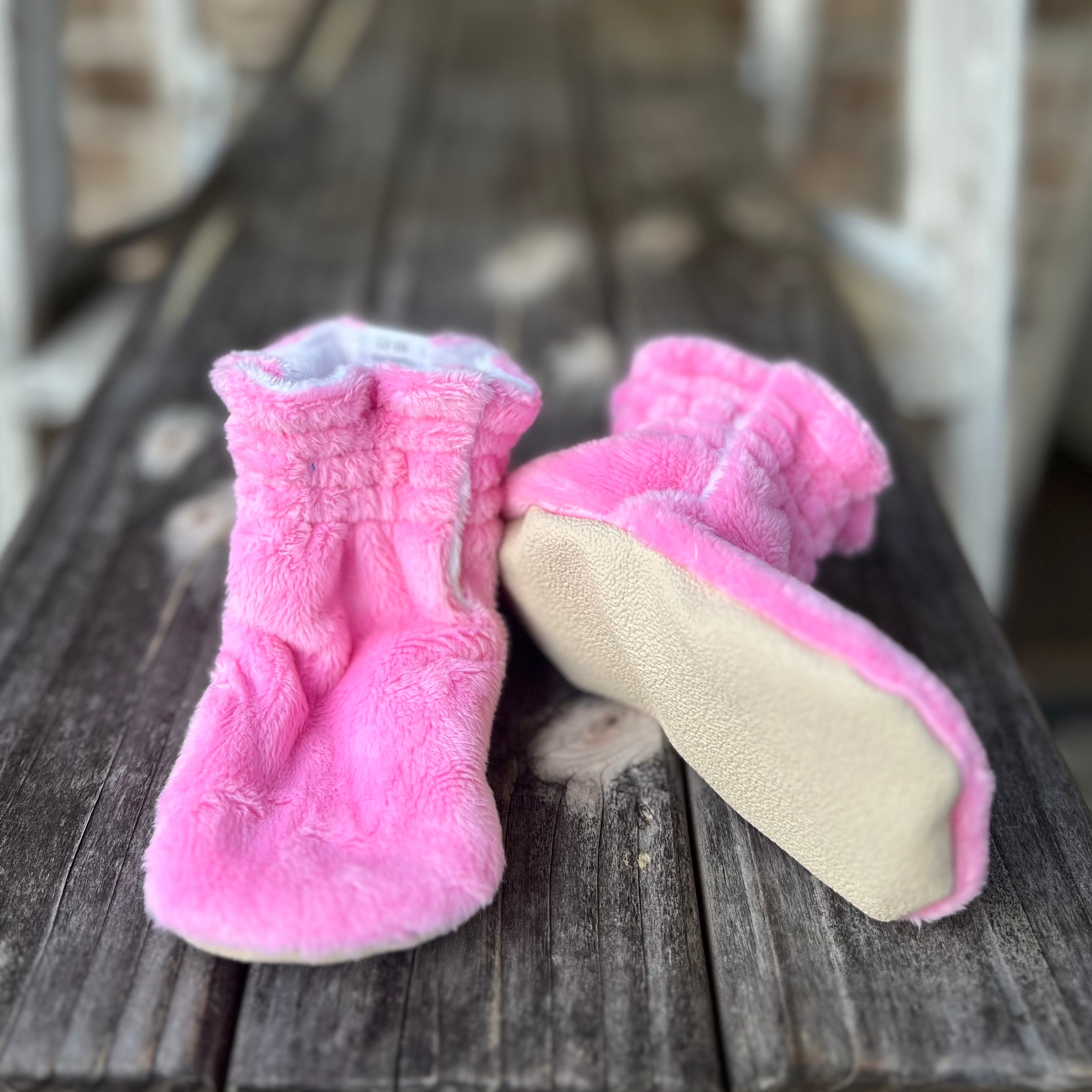 LE Smooth Hot Pink Minky Booties Ready to Ship