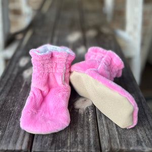 LE Smooth Hot Pink Minky Booties Ready to Ship