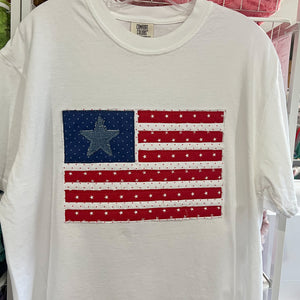 NEW! USA & American Flag Appliqued Tees & Sweatshirts!