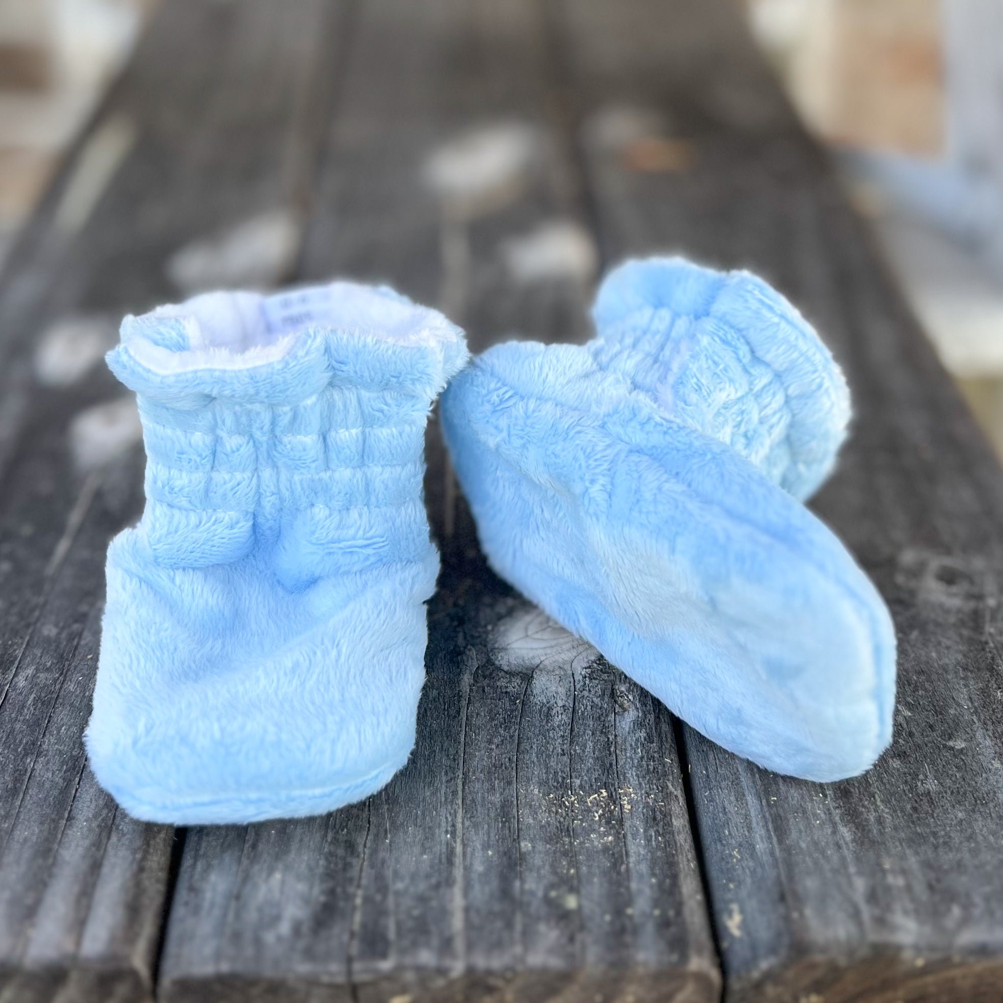 LE Smooth Baby Blue Minky Booties Ready to Ship
