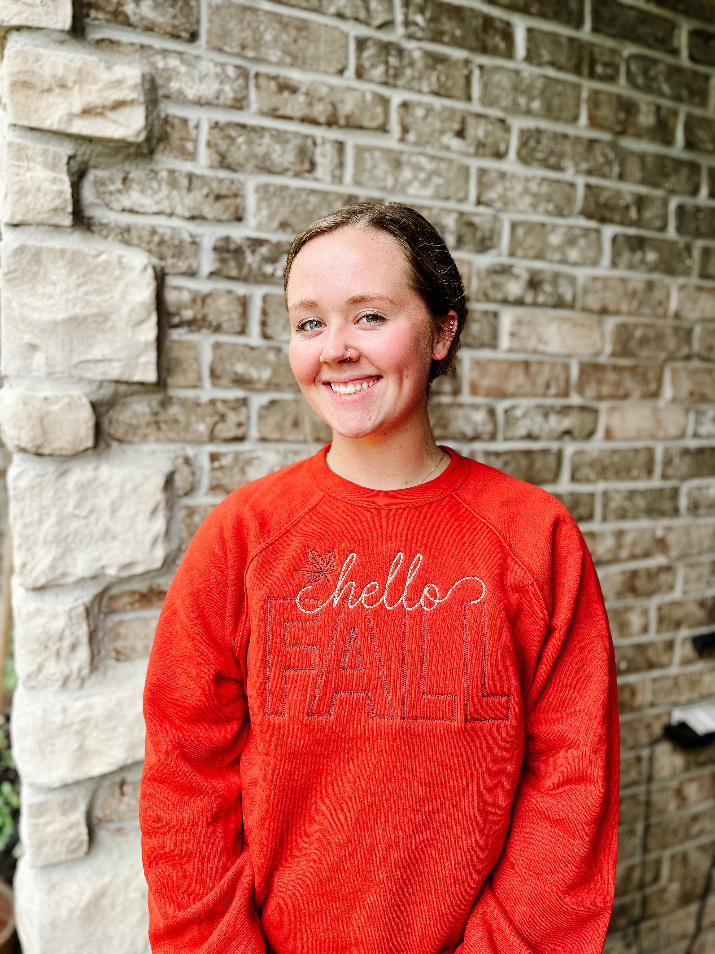 NEW! LE Hello Fall EmbroideredSweatshirts