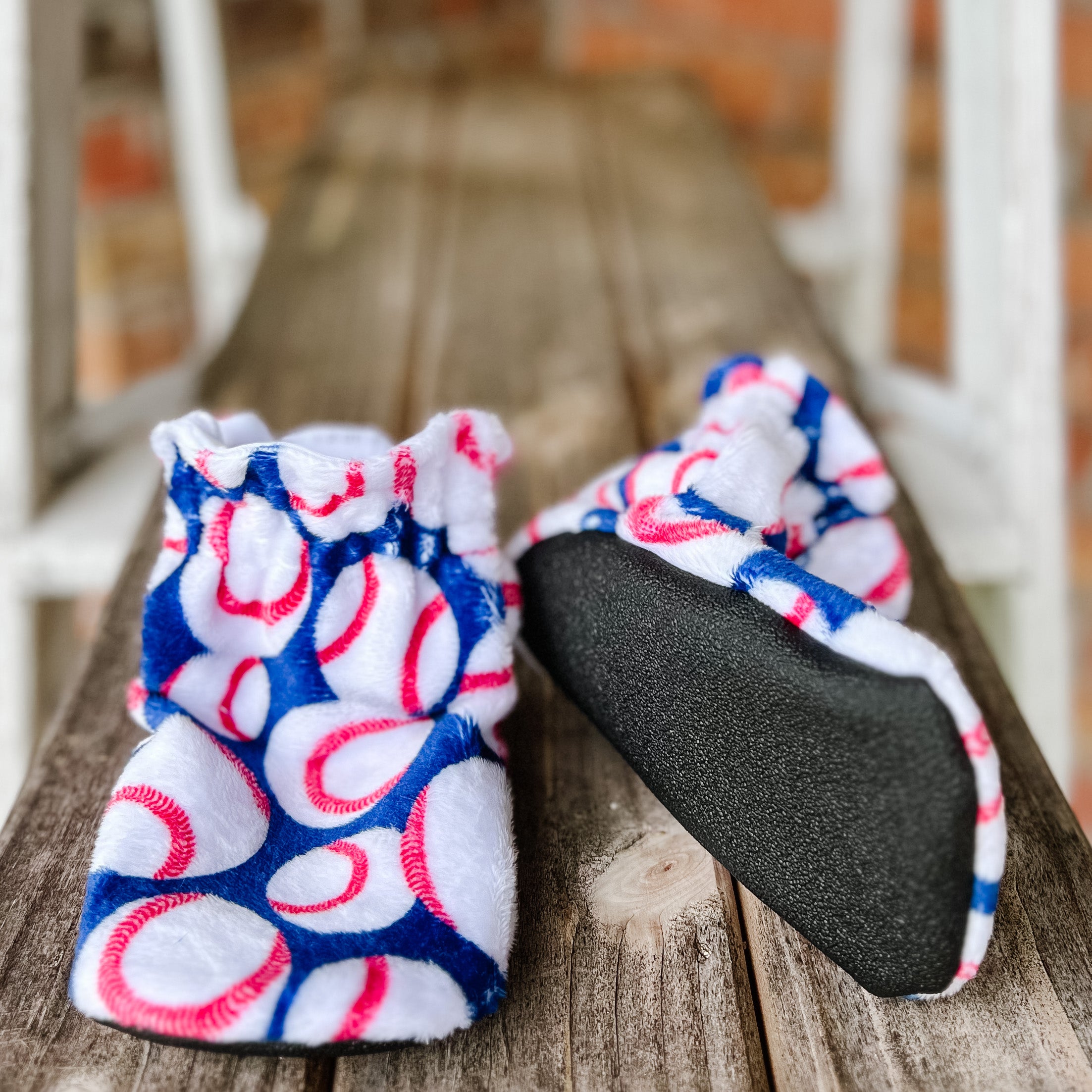 Last Chance! Baseballs Minky Booties Ready to Ship