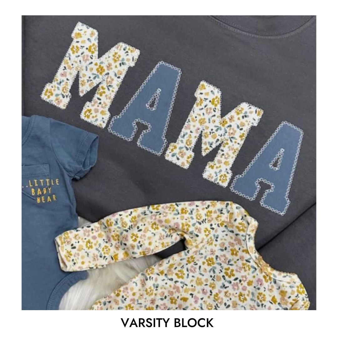 Custom Embroidered Block Font Keepsake Applique Sweatshirts