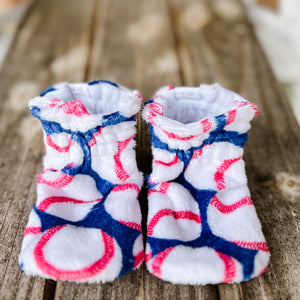 Last Chance! Baseballs Minky Booties Ready to Ship