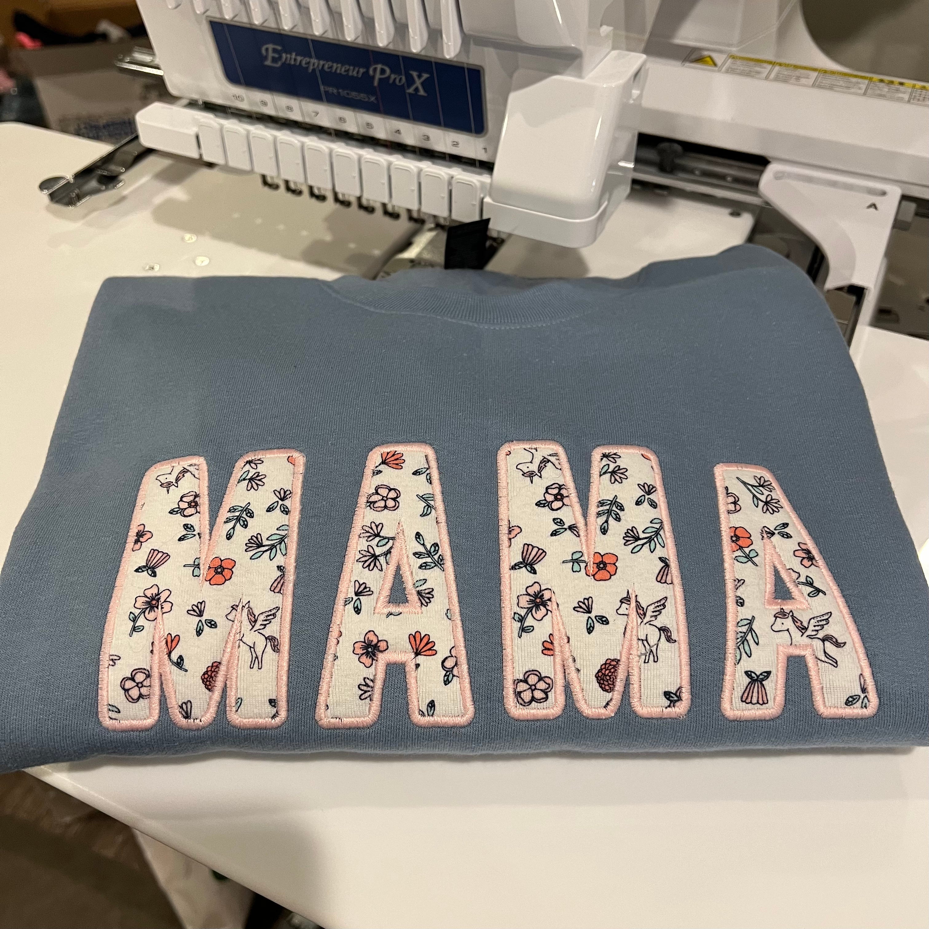 Custom Embroidered Block Font Keepsake Applique T-Shirts