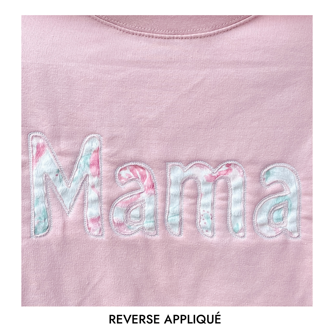 Custom Embroidered Block Font Keepsake Applique Sweatshirts