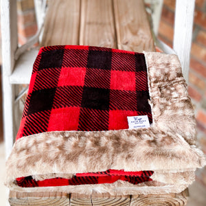 RTS Buffalo Print Scarlet Luxe Snuggle Blankets