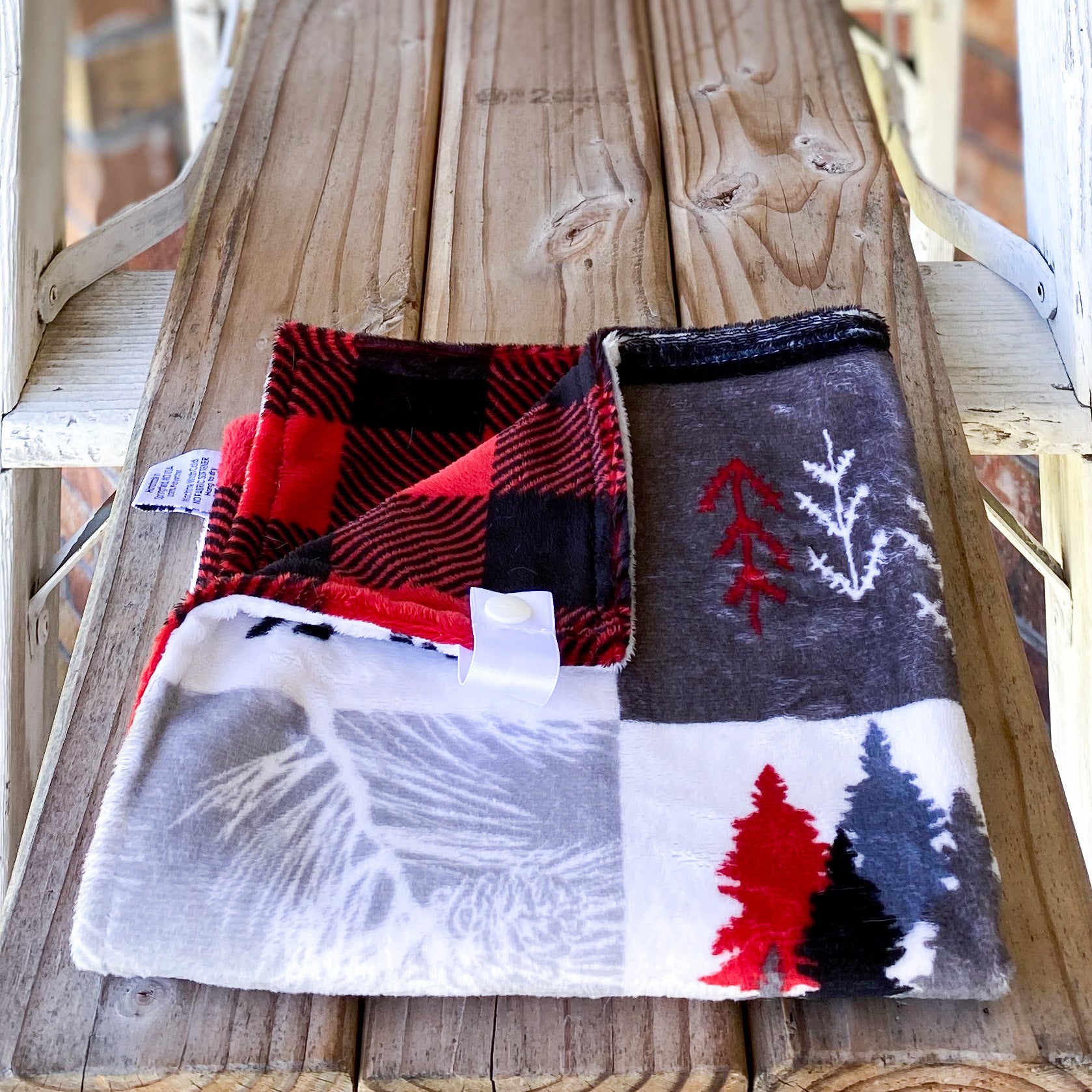RTS Cabin Quilt Scarlet Minky Loveys