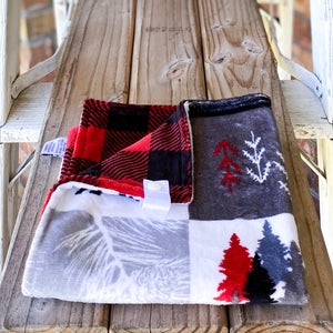 RTS Cabin Quilt Scarlet Minky Loveys