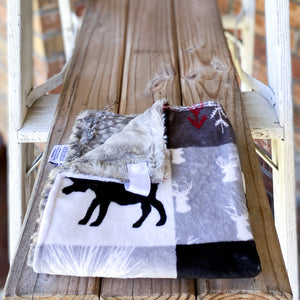 RTS Cabin Quilt Scarlet Minky Loveys