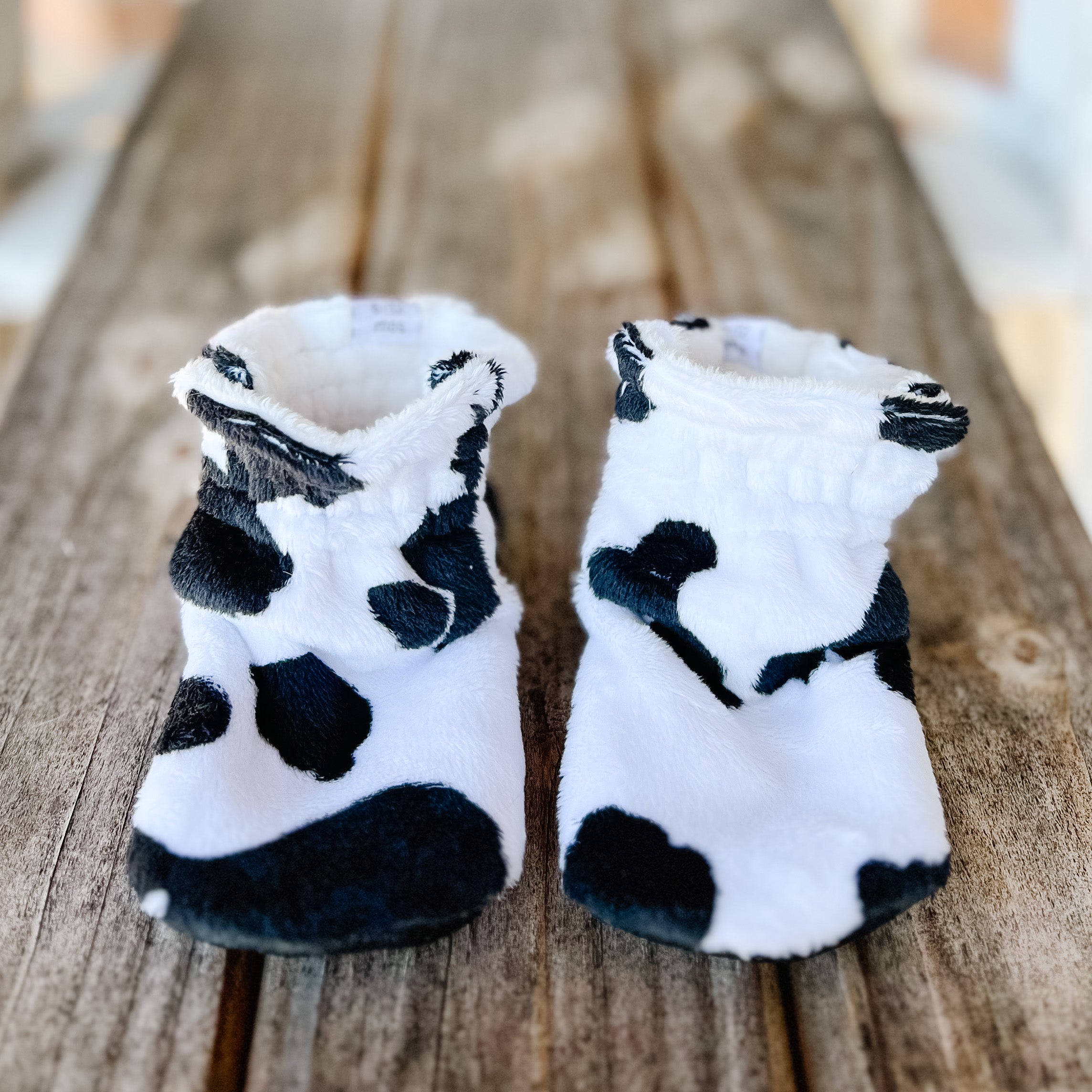 Last Chance! Cow Minky Booties Ready to Ship