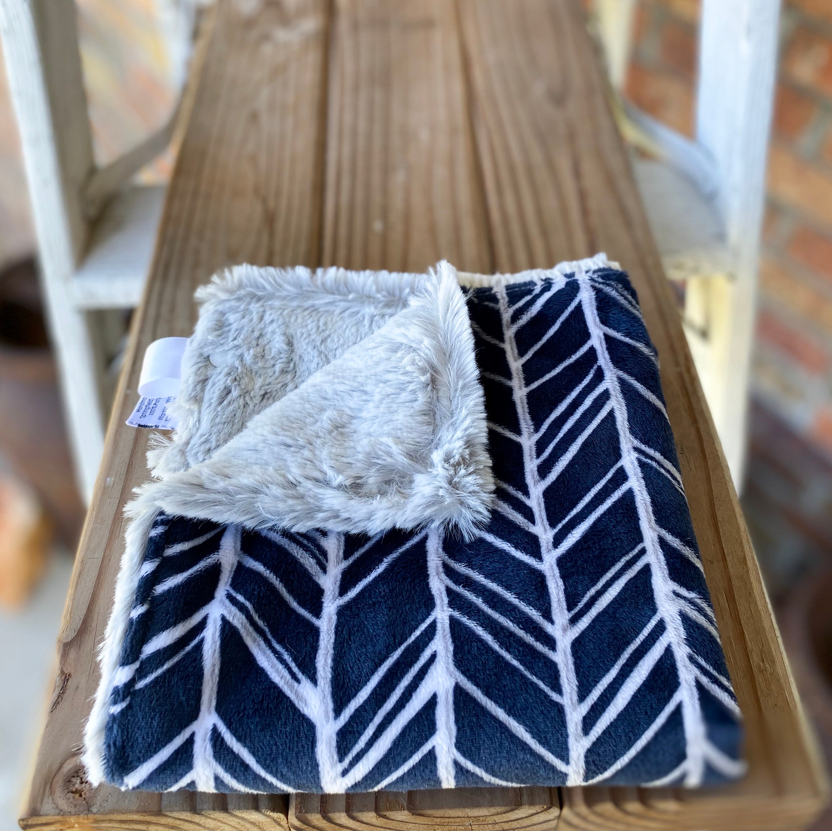 RTS Herringbone Navy Luxe Snuggle Lovey