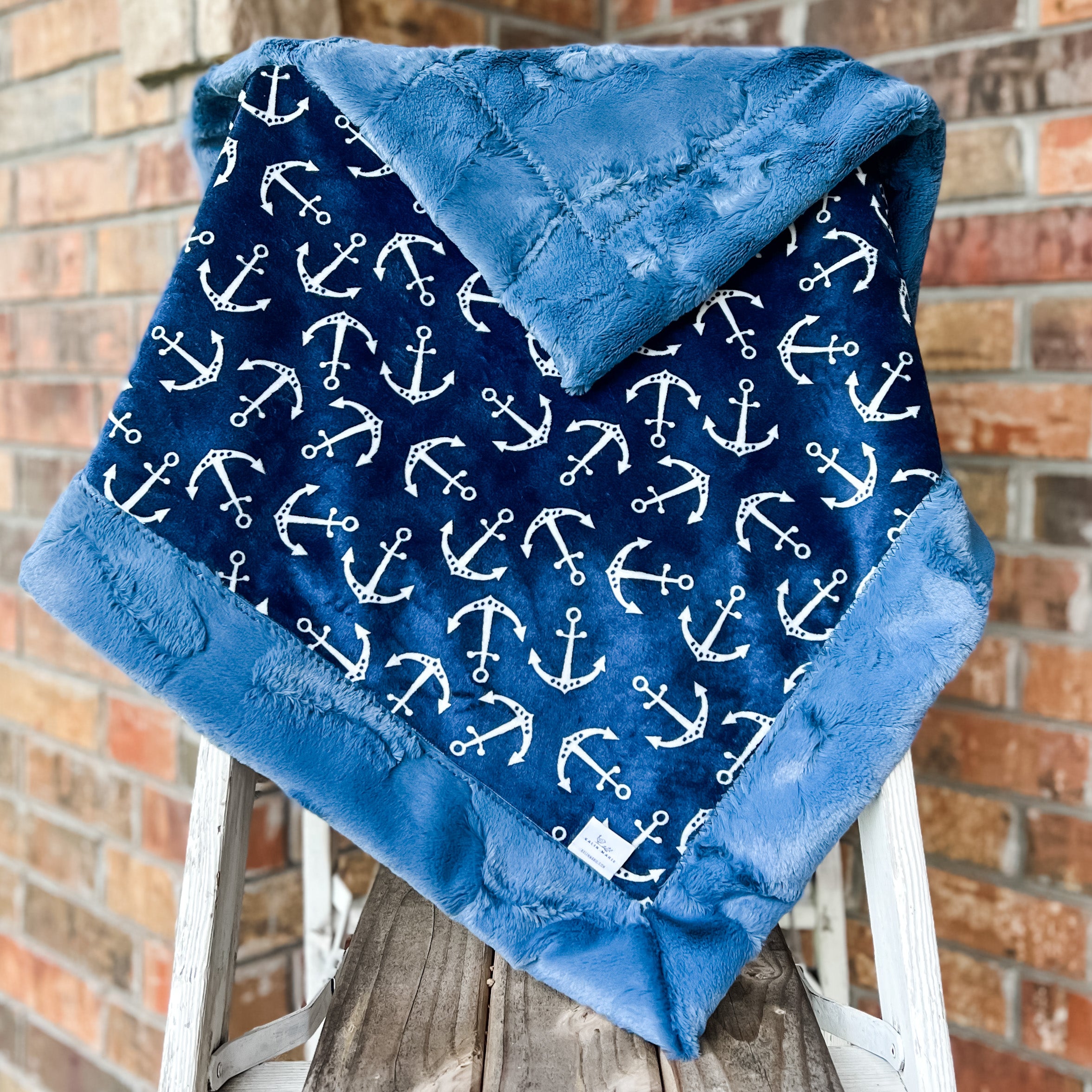 Easy Order Anchors & Denim Hide Luxe Snuggle Blanket