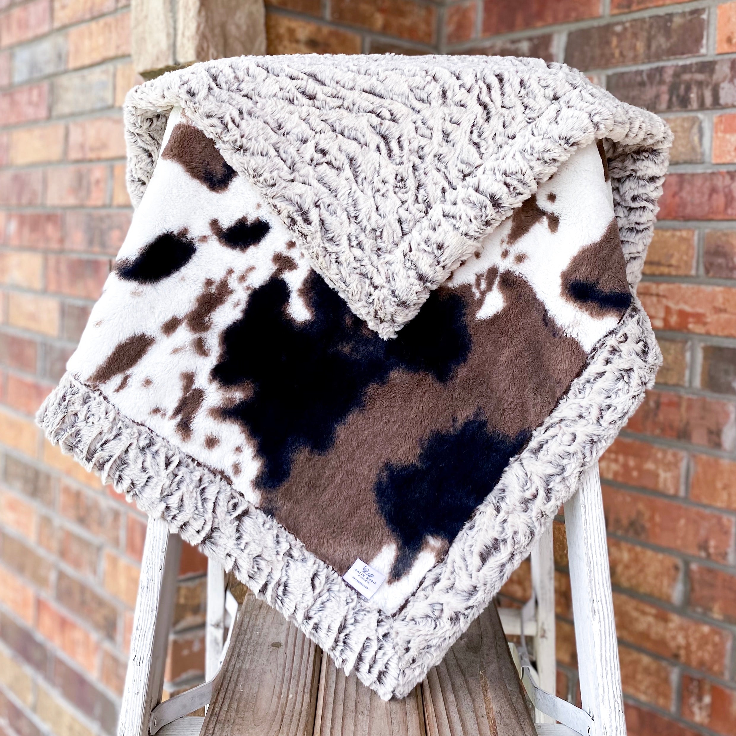 RTS Mud Pie Pony & Frosted Brown Zigzag Luxe Blanket