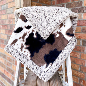 RTS Mud Pie Pony & Frosted Brown Zigzag Luxe Blanket