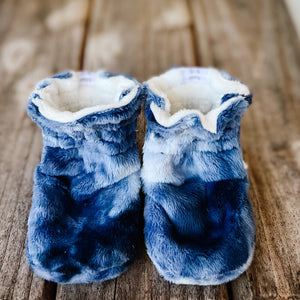 LE Indigo Minky Booties Ready to Ship