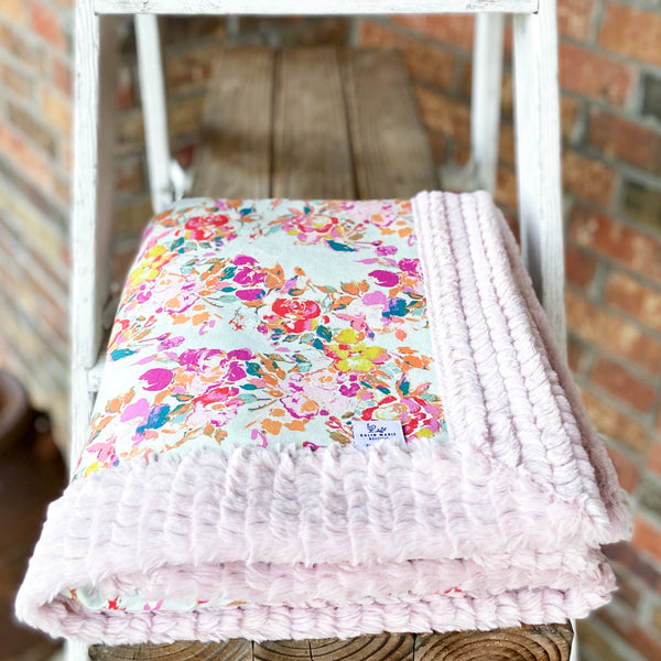 Easy Order Floral Poem Cotton Knit Luxe Blanket