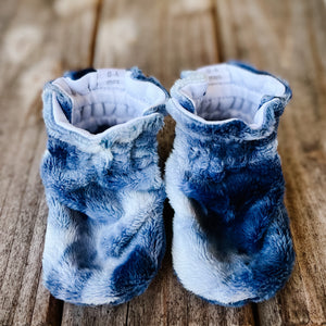 LE Indigo Minky Booties Ready to Ship
