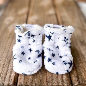 Last Chance! Starbright Navy Minky Booties Ready to Ship
