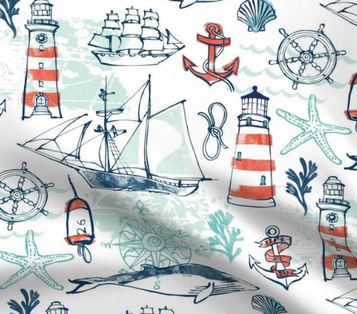 Limited Edition Spoonflower Nautical Pacific Minky Luxe Blanket Custom Order