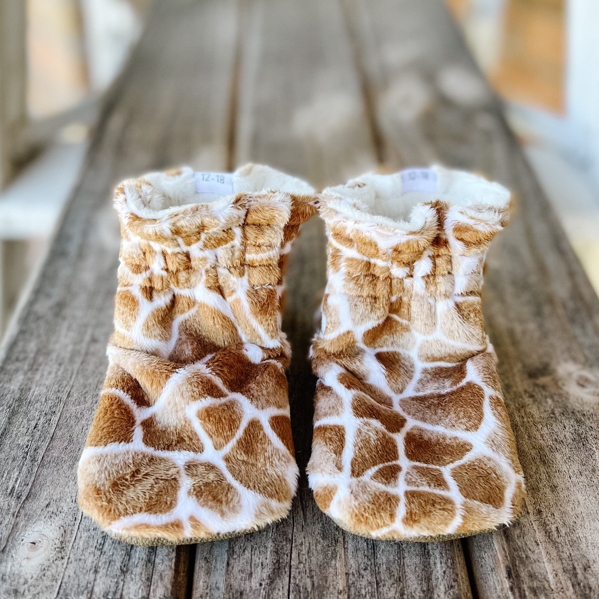 Last Chance! Giraffe Minky Booties Ready to Ship
