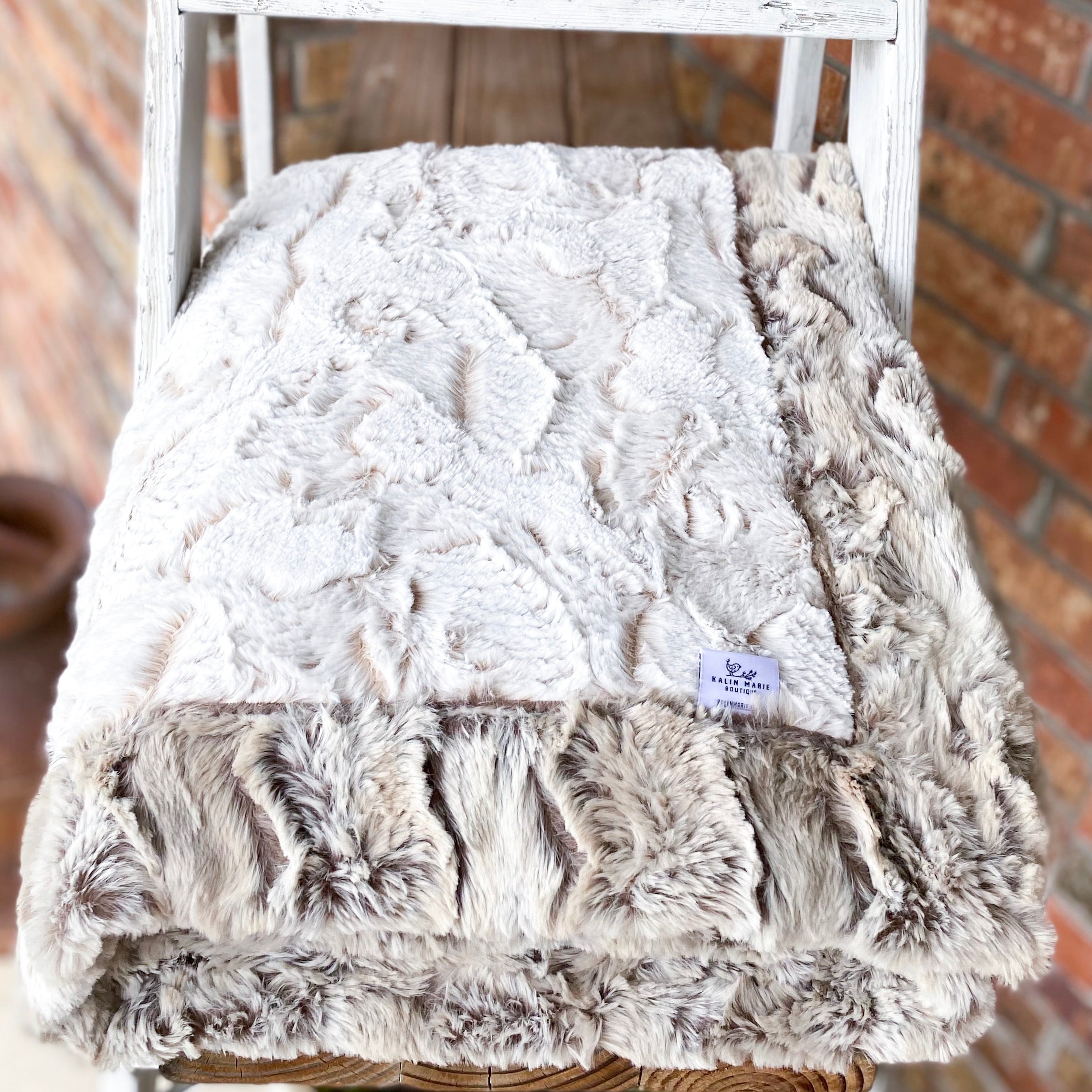 RTS Brown Frosted Hide & Wild Rabbit Sand Luxe Blanket