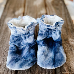LE Indigo Minky Booties Ready to Ship