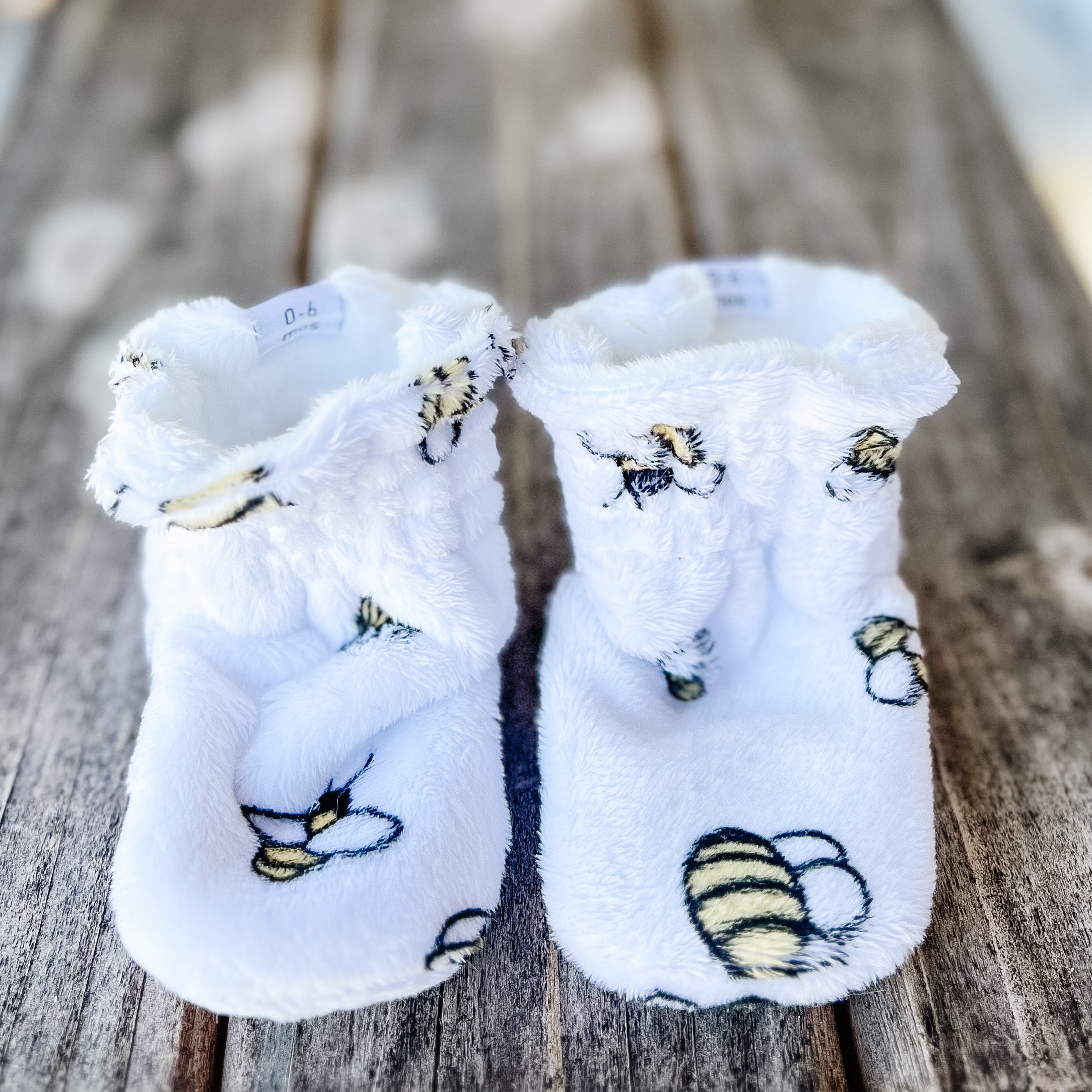 Last Chance! Bees Minky Booties Ready to Ship