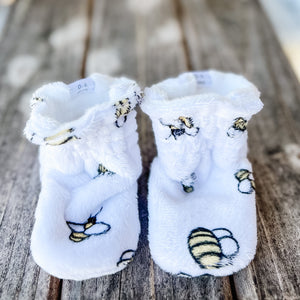 Last Chance! Bees Minky Booties Ready to Ship