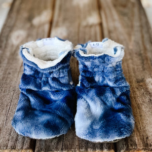 LE Indigo Minky Booties Ready to Ship