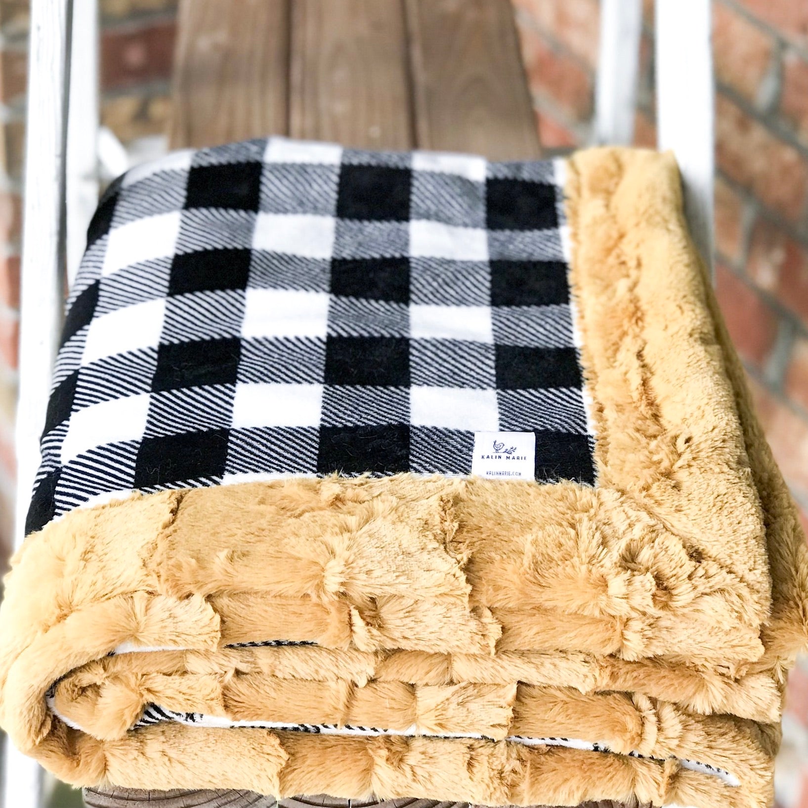 RTS Buffalo Plaid Black & Golden Hide Luxe Blanket