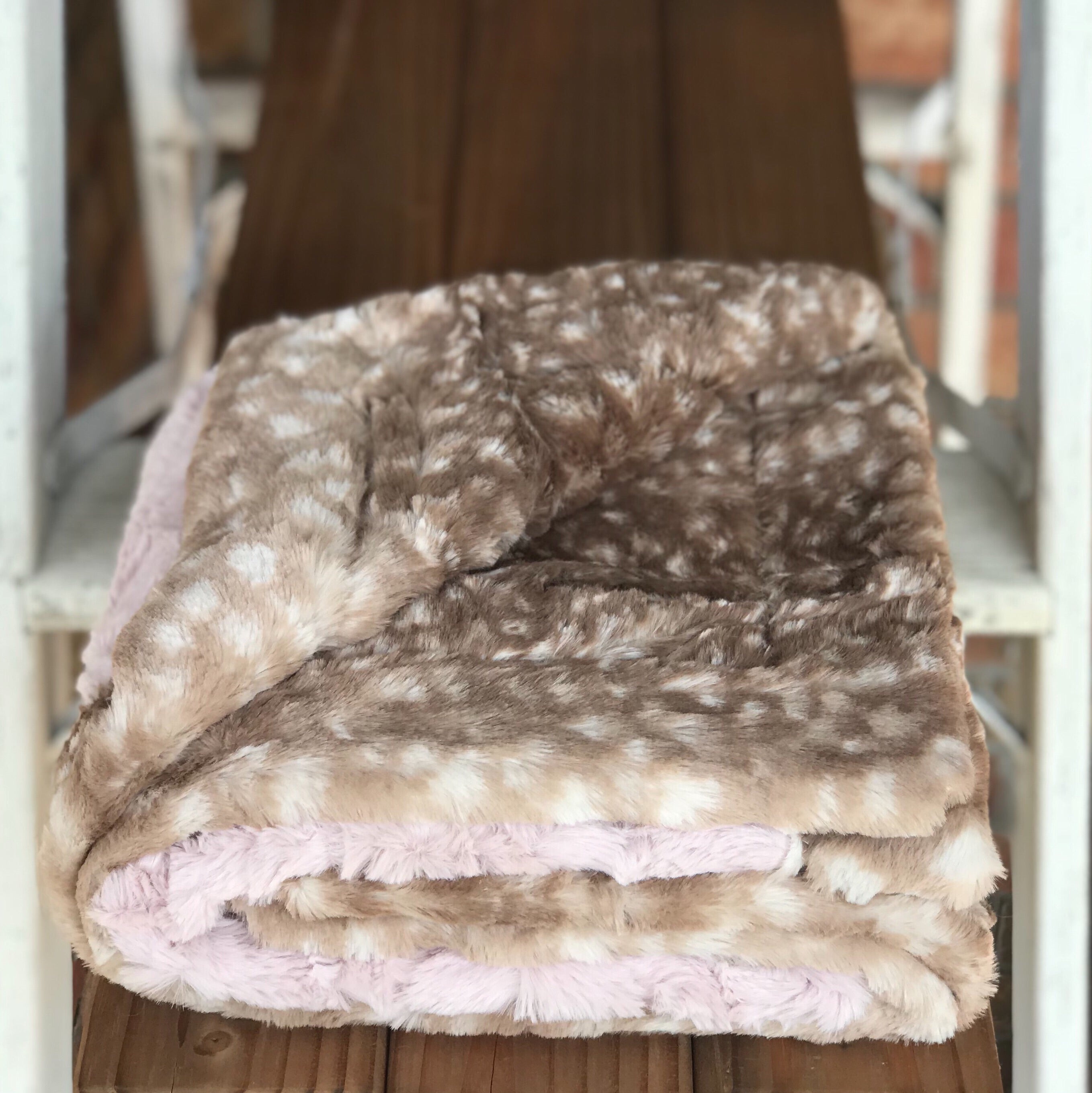 Easy Order Rosewater Hide & Fawn Faux Fur Double Luxe Blanket