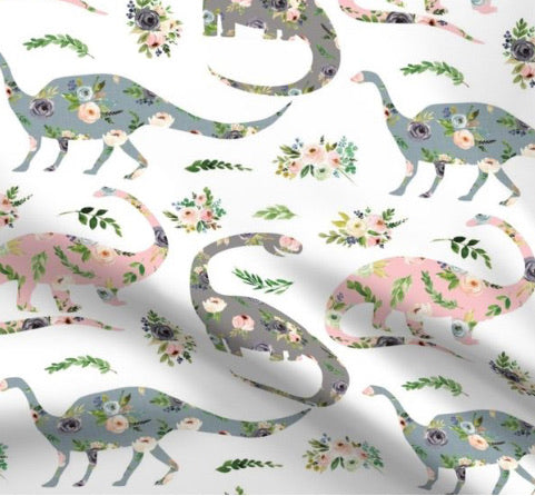 Spoonflower Floral Dinosaur