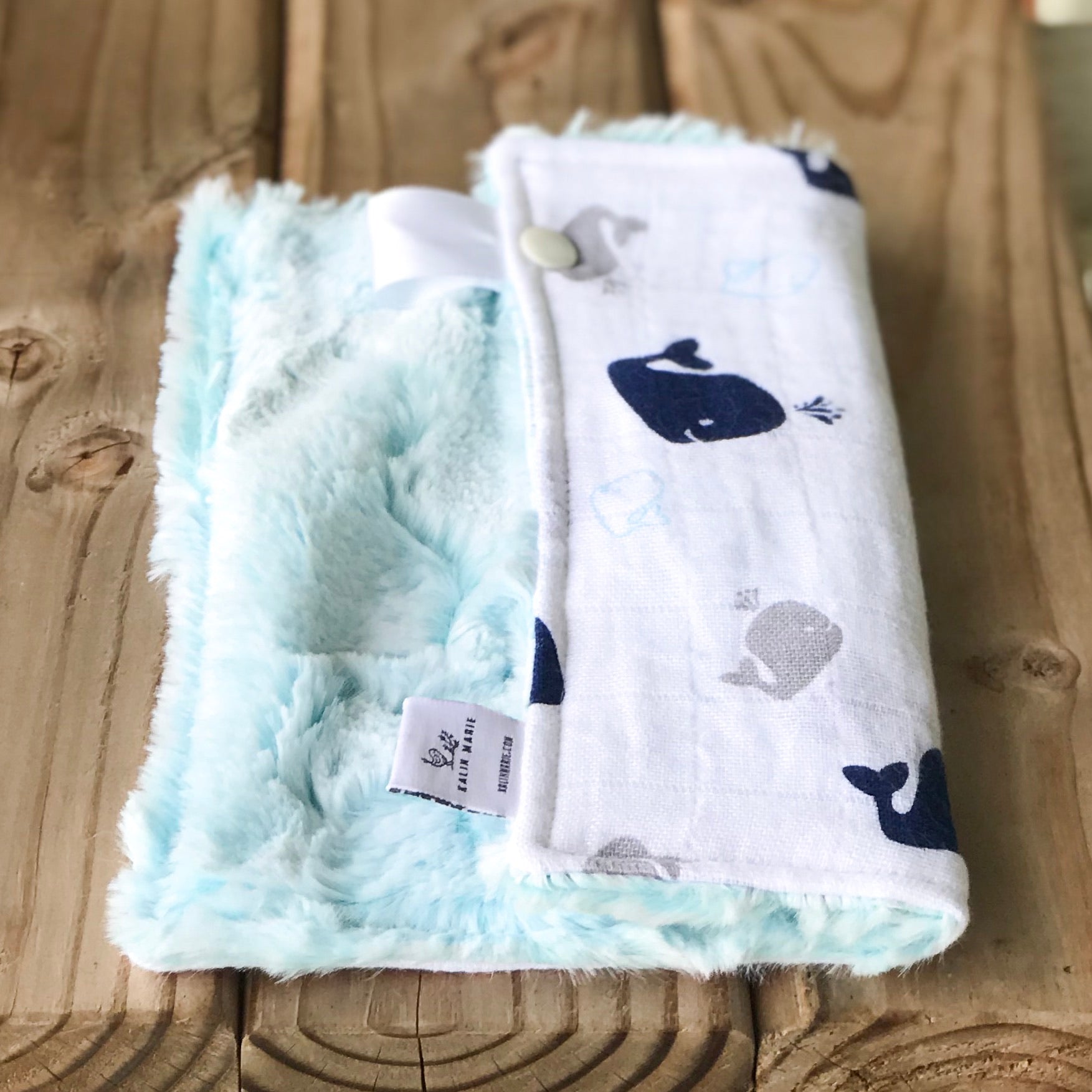 RTS Whales Navy Luxe Cuddle Loveys