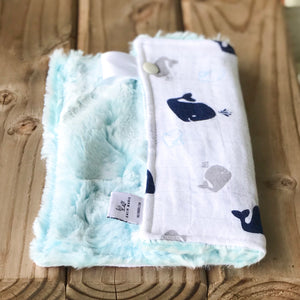RTS Whales Navy Luxe Cuddle Loveys