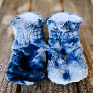 LE Indigo Minky Booties Ready to Ship