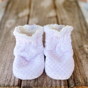 Last Chance! Pin Dot Blush Minky Booties Ready to Ship
