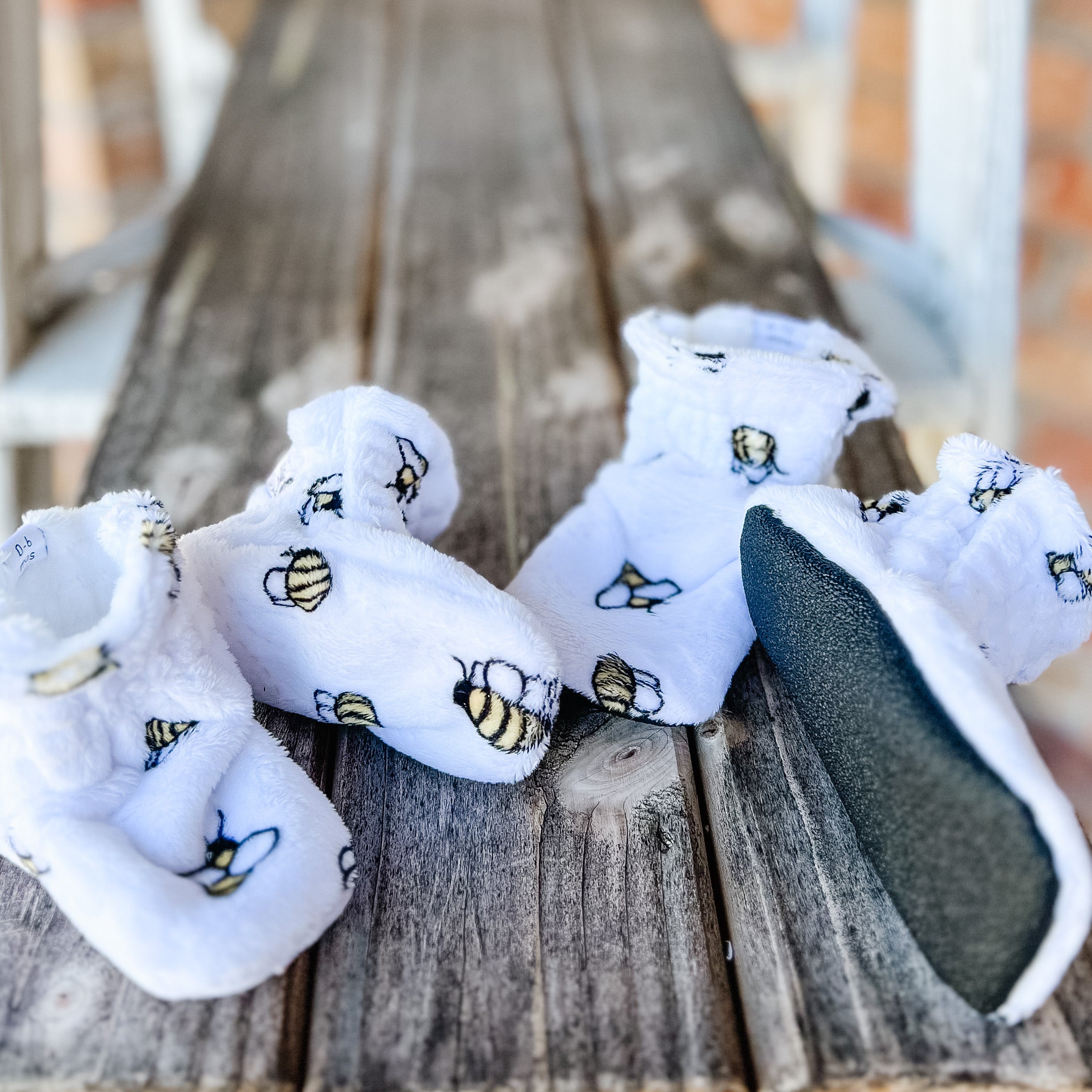 Last Chance! Bees Minky Booties Ready to Ship