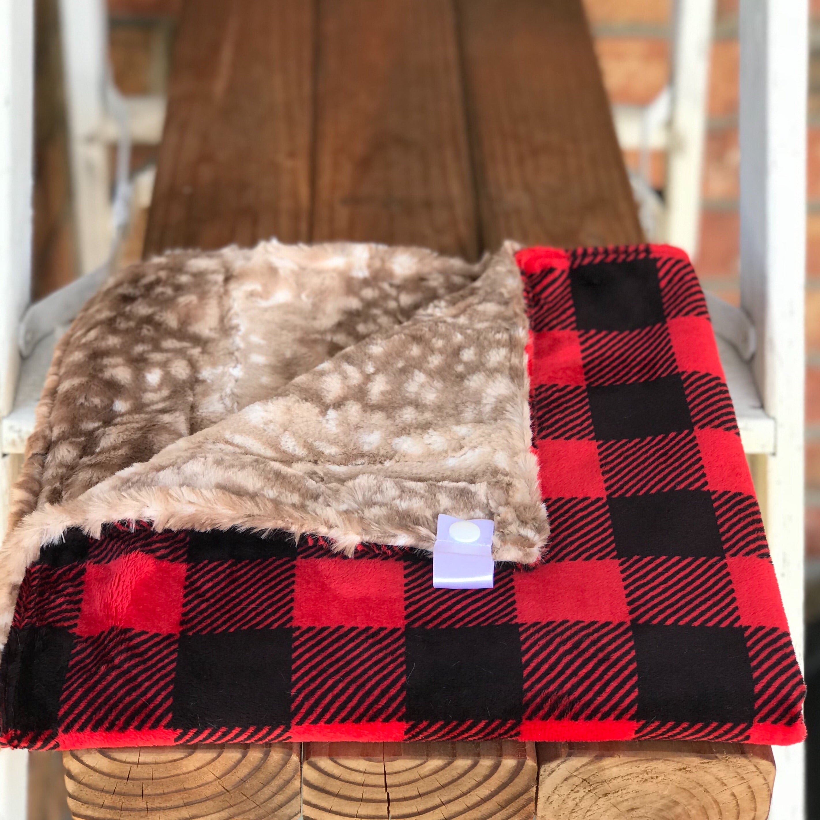 Popular Buffalo Check Scarlet Luxe Smooth Minky Lovey