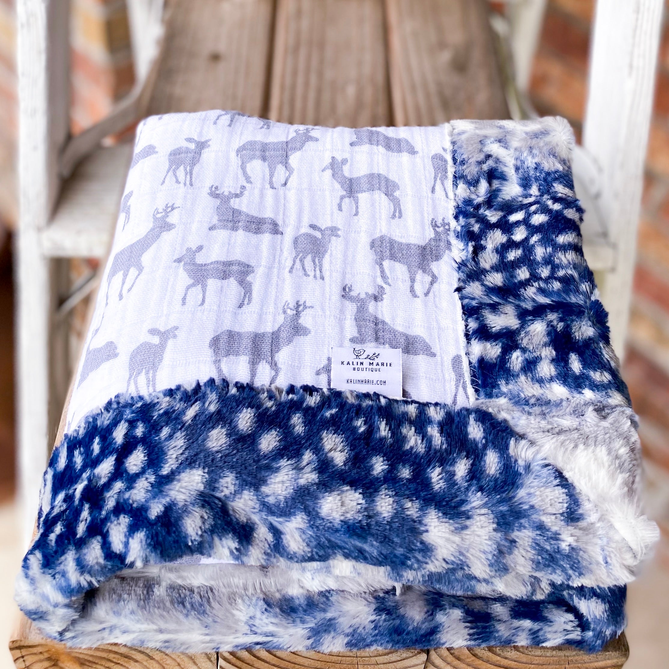 RTS Deer to me Steel & Navy Fawn Luxe Blanket