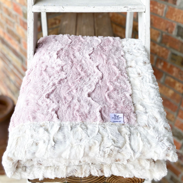 RTS Ice Pink Glacier & Snowy Owl Natural Luxe Blanket
