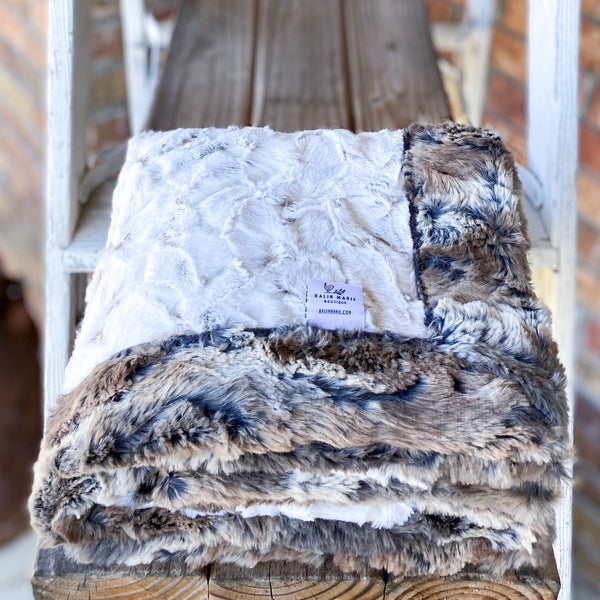 Snowy Owl Natural & Wild Rabbit Driftwood Double Luxe Blanket