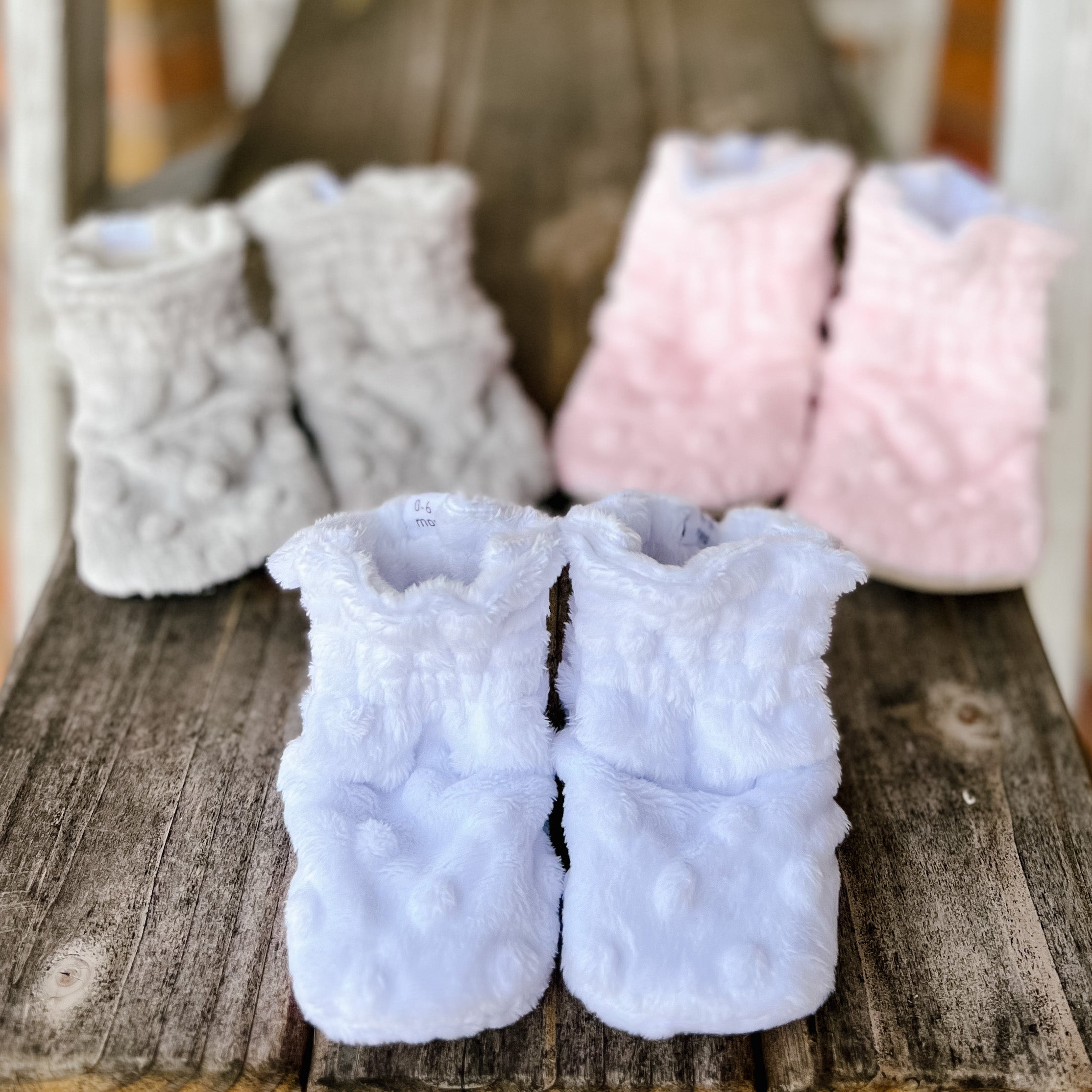 LE Minky Dot Booties Ready to Ship